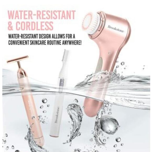 BROOKSTONE CORDLESS 3-IN-1 ROSE GOLD FACIAL SKIN BEAUTY CARE SET - Picture 7 of 9